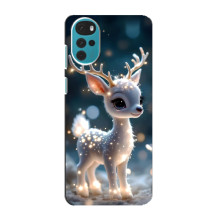 Яркий чехол для Motorola MOTO G22 с Зимними Оленятами – Блистающий оленёнок