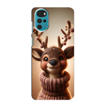 Яркий чехол для Motorola MOTO G22 с Зимними Оленятами – Олень в свитере