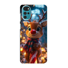 Яркий чехол для Motorola MOTO G22 с Зимними Оленятами – Олень в шарфе