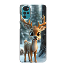 Яркий чехол для Motorola MOTO G22 с Зимними Оленятами – Оленёнок в лесу