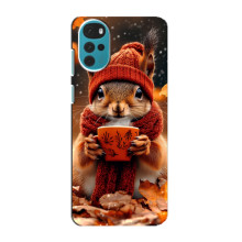Печатный чехол «Зверята с кофе» для Motorola MOTO G22 – Белка с кофе