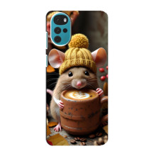 Печатный чехол «Зверята с кофе» для Motorola MOTO G22 – Медведь с кофе