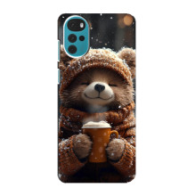 Печатный чехол «Зверята с кофе» для Motorola MOTO G22 – Мишка с кофе