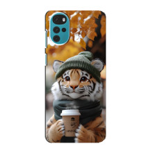 Печатный чехол «Зверята с кофе» для Motorola MOTO G22 – Тигр с кофе