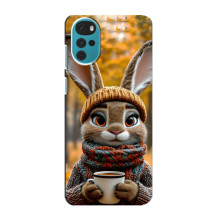 Печатный чехол «Зверята с кофе» для Motorola MOTO G22 – Зайчик с кофе