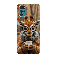 Печатный чехол «Зверята с кофе» для Motorola MOTO G22 – Жираф с кофе
