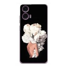 Чехлы (ART) Цветы на Motorola MOTO G24 Power (VPrint) (Белые цветы)