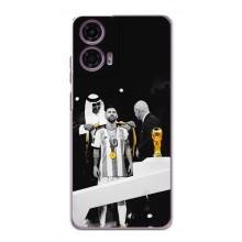 Чехлы для Motorola MOTO G24 Power (Leo чемпион) (AlphaPrint) (Месси в накидке)