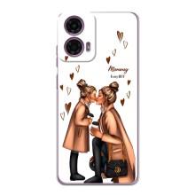 Чехол с печатью для Motorola MOTO G24 Power - (Мама с ребенком) (AlphaPrint) (Дочка и мама)