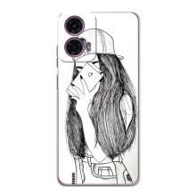 Чехол с печатью для Motorola MOTO G24 Power - (Мода) (AlphaPrint) (Фото девочки)