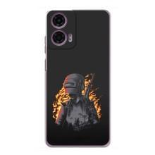 Силиконовый чехол с картинкой "Герой Pubg" на Motorola MOTO G24 Power – В огне