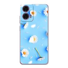 Чехол с Цветами для Motorola MOTO G24 Power (ромашки на голубом)