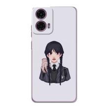 Чехлы Венсдей на Motorola MOTO G24 Power Уэнсдей (AlphaPrint) (Уэнздей и Вещь)