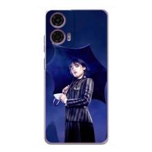 Чехлы Венсдей на Motorola MOTO G24 Power Уэнсдей (AlphaPrint) (Уэнздей с зонтом)