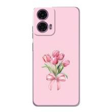 Чехол с розовым рисунком для Motorola MOTO G24 Power (Букет цветов)