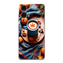 Чехол с уникальным дизайном «Осень с кофе» для Motorola MOTO G24 Power – Кофе и тыквы
