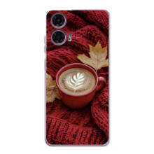 Чехол с уникальным дизайном «Осень с кофе» для Motorola MOTO G24 Power – Кофе на пледе