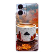 Чехол с уникальным дизайном «Осень с кофе» для Motorola MOTO G24 Power – Кофе на природе