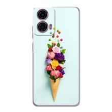 Чехлы с тематикой "ЦВЕТЫ" на Motorola MOTO G24 Power (Цветок-мороженное)