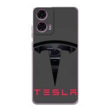 Силиконовый бампер с картинкой машины на Motorola MOTO G24 Power – Logo TESLA
