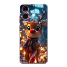Яркий чехол для Motorola MOTO G24 Power с Зимними Оленятами – Олень в шарфе