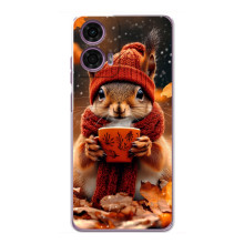 Печатный чехол «Зверята с кофе» для Motorola MOTO G24 Power – Белка с кофе