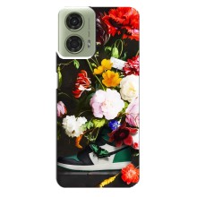 Брендновые Чехлы для Motorola MOTO G24 - (PREMIUMPrint) (Nike цветы)