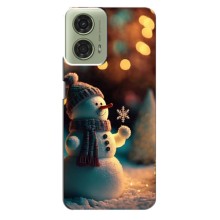 Чехлы на Новый Год Motorola MOTO G24 (Снеговик праздничный)