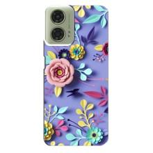 Чехлы с Цветами для Motorola MOTO G24 (VPrint) (Цветочный дизайн)
