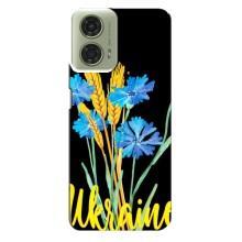 Чехол на Motorola MOTO G24 Украинский дизайн (Ukraine в цветочках)