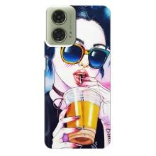 Чехол с картинкой Модные Девчонки Motorola MOTO G24 (Девушка с коктейлем)