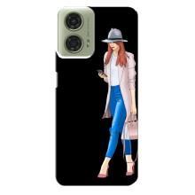 Чехол с картинкой Модные Девчонки Motorola MOTO G24 (Девушка со смартфоном)