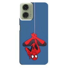 Чехол Супергерой Человека Паука на Motorola MOTO G24 (На паутине)