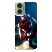Чехол Супергерой Человека Паука на Motorola MOTO G24 (Паук на доме)