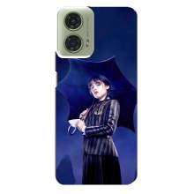 Чехлы Венсдей на Motorola MOTO G24 Уэнсдей (AlphaPrint) (Уэнздей с зонтом)