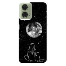 Чехол с рисунком кот на Motorola MOTO G24 (Девушка с котом)