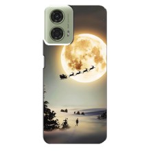 Новогодние, Праздничные Чехлы для Motorola MOTO G24 - 2024 год (Санта на луне)