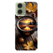 Чохол з унікальним дизайном 'Осінь з кавою' для Motorola MOTO G24 – Темна кава