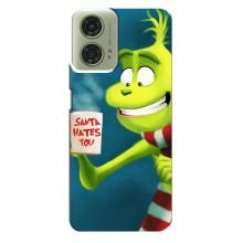Рождественские Чехлы для Motorola MOTO G24 (VPrint) (Зеленый Гринч)