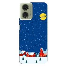 Силиконовый бампер на рождество для Motorola MOTO G24 (Город в снегу)
