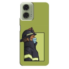 Силиконовый бампер (Работники) на Motorola MOTO G24 (Пожарник)