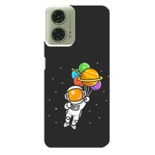 Силиконовый Чехол с принтом "Космонавты" на Motorola MOTO G24 – Космонавт с шариками