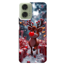 Яркий чехол для Motorola MOTO G24 с Зимними Оленятами – Олень среди подарков