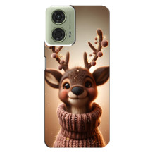 Яркий чехол для Motorola MOTO G24 с Зимними Оленятами – Олень в свитере