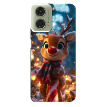 Яркий чехол для Motorola MOTO G24 с Зимними Оленятами – Олень в шарфе