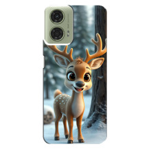 Яркий чехол для Motorola MOTO G24 с Зимними Оленятами – Оленёнок в лесу