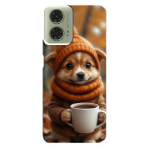 Друкований чохол 'Звірята з кавою' для Motorola MOTO G24 – Песик з кавою