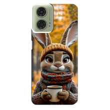 Друкований чохол 'Звірята з кавою' для Motorola MOTO G24 – Зайчик з кавою