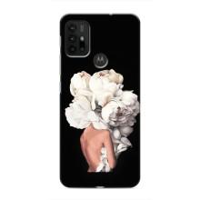 Чехлы (ART) Цветы на Motorola MOTO G30 (VPrint) (Белые цветы)