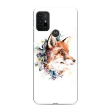 Чехлы с картинкой Лисички для Motorola MOTO G30 (VPrint) (Лисичка в цветочках)